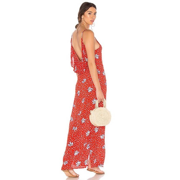 BEACH RIOT Mila Ruffle Maxi Dress Floral Red L - Picture 8 of 8